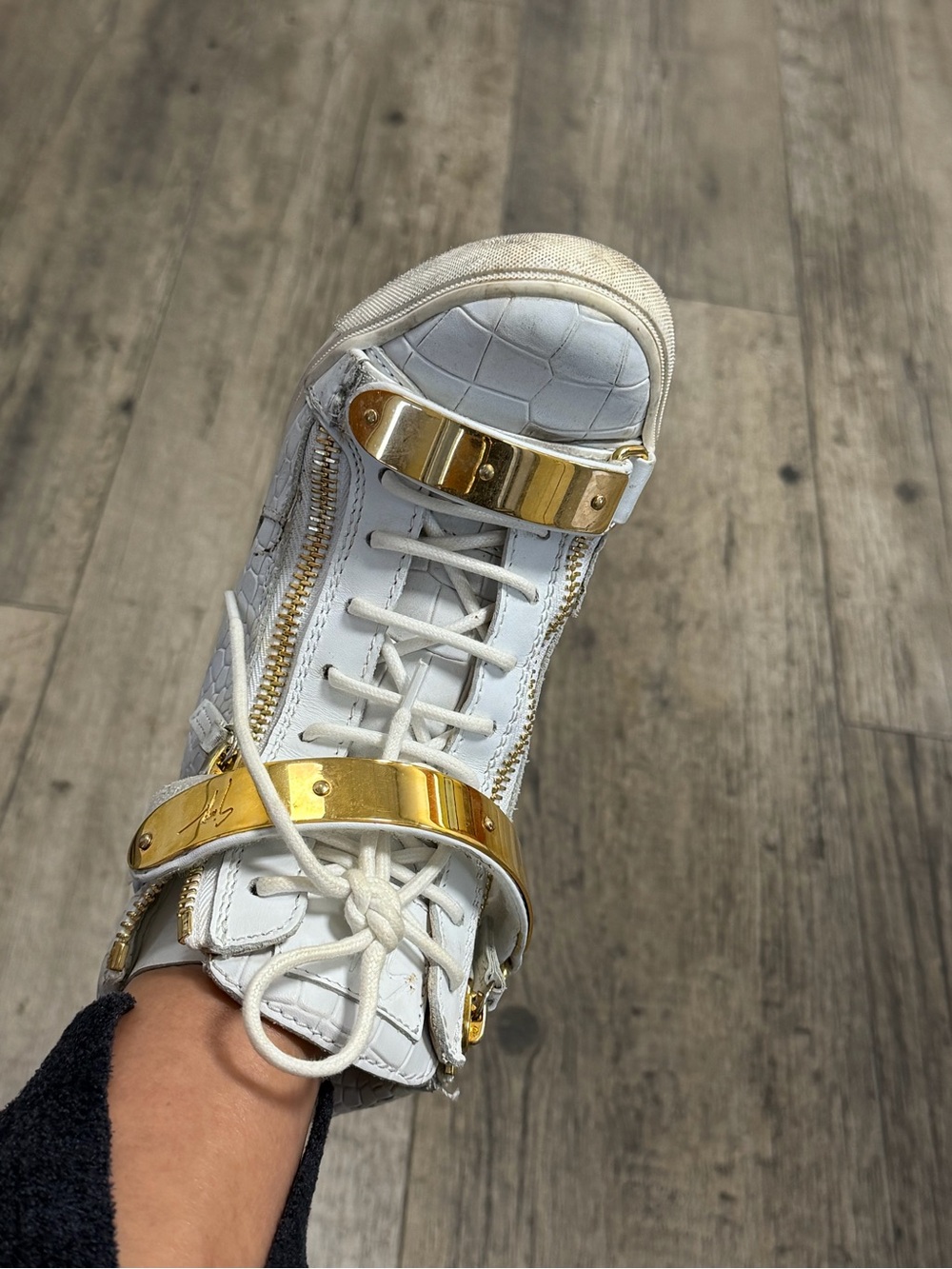 Giuseppe Zanotti  Women's High-Top Sneaker with Gold Hardware